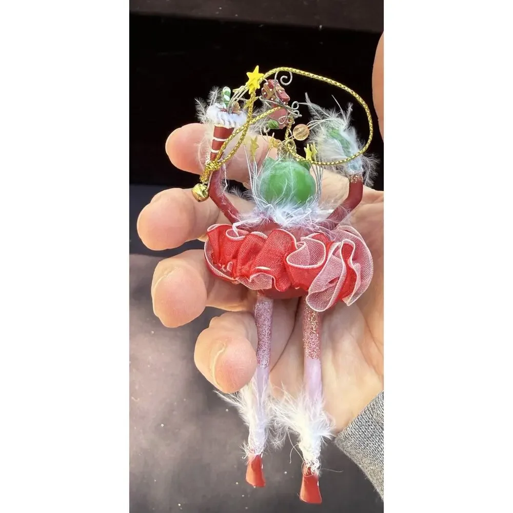 Vintage Katherines Collection Dangle Leg Fancy Frog Christmas Ornament Rare! K2
